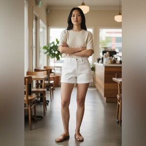 7 for All Mankind Women's White Denim Short Shorts Cuffed 27